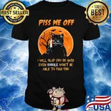 Piss me off i will slap you so hard even google wont be able to find you cat blood moon halloween shirt