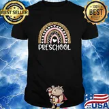 Preschool Teacher Leopard Rainbow Teacher Back To School T-Shirt