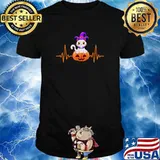 Pumpkin Heartbeat Witch Cat Halloween T-Shirt