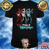 Red white bluegrass skull banjo shirt