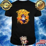 Shih tzu hi moon pumpkin witch halloween shirt