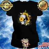 Skull Eyes with Sunflowers Happy halloween T-Shirt Ladies tee