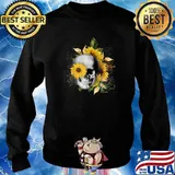 Skull Eyes with Sunflowers Happy halloween T-Shirt Sweater