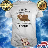 Sloth Lover Rock Scissors Paper Throat Punch I Win Shirt