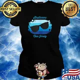 Strathmere NJ New Jersey Souvenir Nautical Surfer T-Shirt Ladies tee