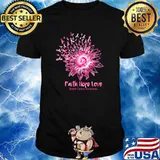 Sunflower Faith Hope Love Breast Cancer Ribbon Shirt