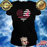 Support Squad Raglan Baseball Family Breast Cancer Awareness Pink Ribbon T-Shirt Ladies tee