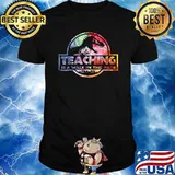 Teaching is a walk in the park Rainbow Tie Dye Teachers Dino T-Shirt