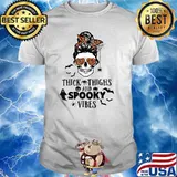 Thick Things And Spooky Vibes Skull Halloween T-shirt