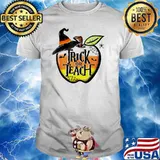 Trick or teach apple witch halloween shirt