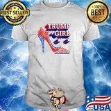 Trump Girl High Heel American USA Flag Glitter T-Shirt
