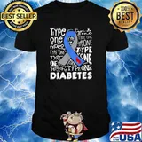 Type One 1 Typography Blue Ribbon T1D Diabetes Awareness T-Shirt
