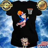 Uncle Sam Basketball American Flag Shirt Ladies tee