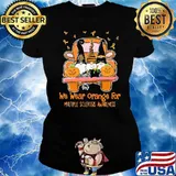 We Wear Orange For Multiple Sclerosis Awareness Gnome Halloween Ladies tee