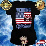 Wedding Officiant Internet Ordained Minister American Flag T-Shirt Ladies tee