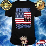Wedding Officiant Internet Ordained Minister American Flag T-Shirt