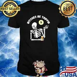 Witches Be Trippin Halloween Skeleton and Witch T-Shirt