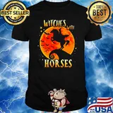 Witches with horse blood moon halloween shirt