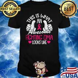Womens Fighting Oma Breast Cancer Awareness Grandma Fighter Warrior T-Shirt