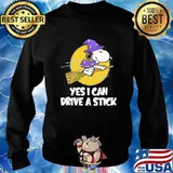 YES I CAN DRIVE A STICK SNOOPY witch Moon Shirt Sweater