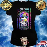 Yes im a bitch but not yours skull watercolorful american flag Ladies tee