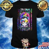 Yes im a bitch but not yours skull watercolorful american flag shirt