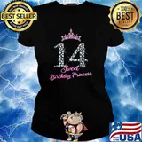 14 Years Sweet Birthday Princess Pink Tiara T-Shirt Ladies tee
