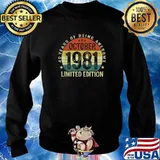 40 Years Of Being Awesome October 1981 Limites Edition Vintage Retro T-Shirt Sweater