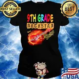 9th Grade Rockstar Ninth Electric Guitar Back To School Shirt Ladies tee