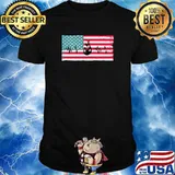 American Flag Deer Hunter Heartbeat Deer Duck Fishing T-Shirt