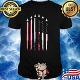 American Flag USA Airplane Jet Fighter 4th of July Patriotic Shirt