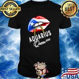 Aquarius Queen January February Birthday Flag Lips T-Shirt