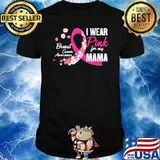 Awesome i Wear Pink for My Mama Pink Daisy Flower Breast Cancer T-Shirt