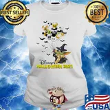 Baby Yoda and Mickey Mouse balloon Disney halloween s Ladies tee
