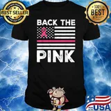Back The Pink Ribbon American Flag Breast Cancer Awareness T-Shirt