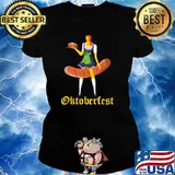 Barmaid Oktoberfest German Woman Dirndl Bratwurst T-Shirt Ladies tee