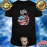 Basketball USA Flag Fan Design T-Shirt
