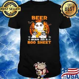 Beer Because 2021 Is Boo Sheet Cat Moon Halloween Shirt