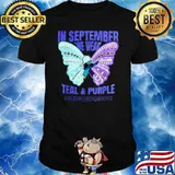 Best in September We Wear Teal and Purple Suicide Prevention Awareness Butterflies T-Shirt