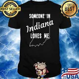 Best someone In Indiana Loves Me State Map Silhouette T-Shirt
