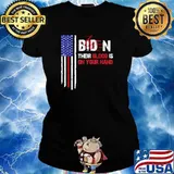 Biden Blood On His Hands - Vintage American Flag Handprint T-Shirt Ladies tee