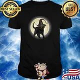 Black Cat Wearing Witch Hat And Pumpkin Glasses Halloween T-Shirt
