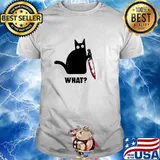 Black Cat With Knife Red Blood What Shirt