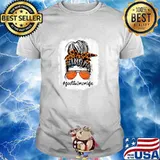 Bleached Football Mom Life Messy Bun Leopard Print T-Shirt