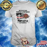 Blessed by God raised by a firefighter protected by both american flag shirt