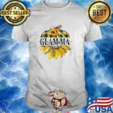 Blessed Thankful Grateful Glam-Ma Fall Pumpkin Leopard Print T-Shirt