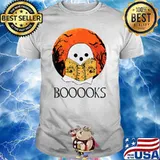 Boooks Moon Ghost Reading Book Blood Moon halloween Shirt