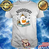 Boooooks Ghost Reading Book Halloween Bookworm T-Shirt