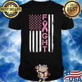 Breast Cancer Awareness American Flag T-Shirt