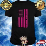 Breast Cancer Awareness Month American Flag Pink T-Shirt